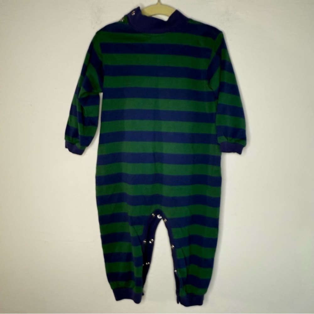 Baby B'Gosh Snowman Winter One Piece Blue and Green Striped Size 18 Months - Picture 5 of 7